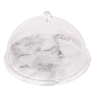 Artifacts Trading Company Marble Plate with Acrylic Dome, 11" x 7.8" - White Matte